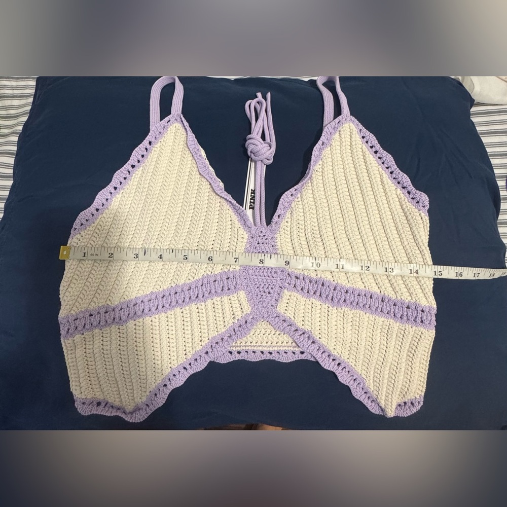 PINK Victoria's Secret Purple and Cream Crochet Bralette